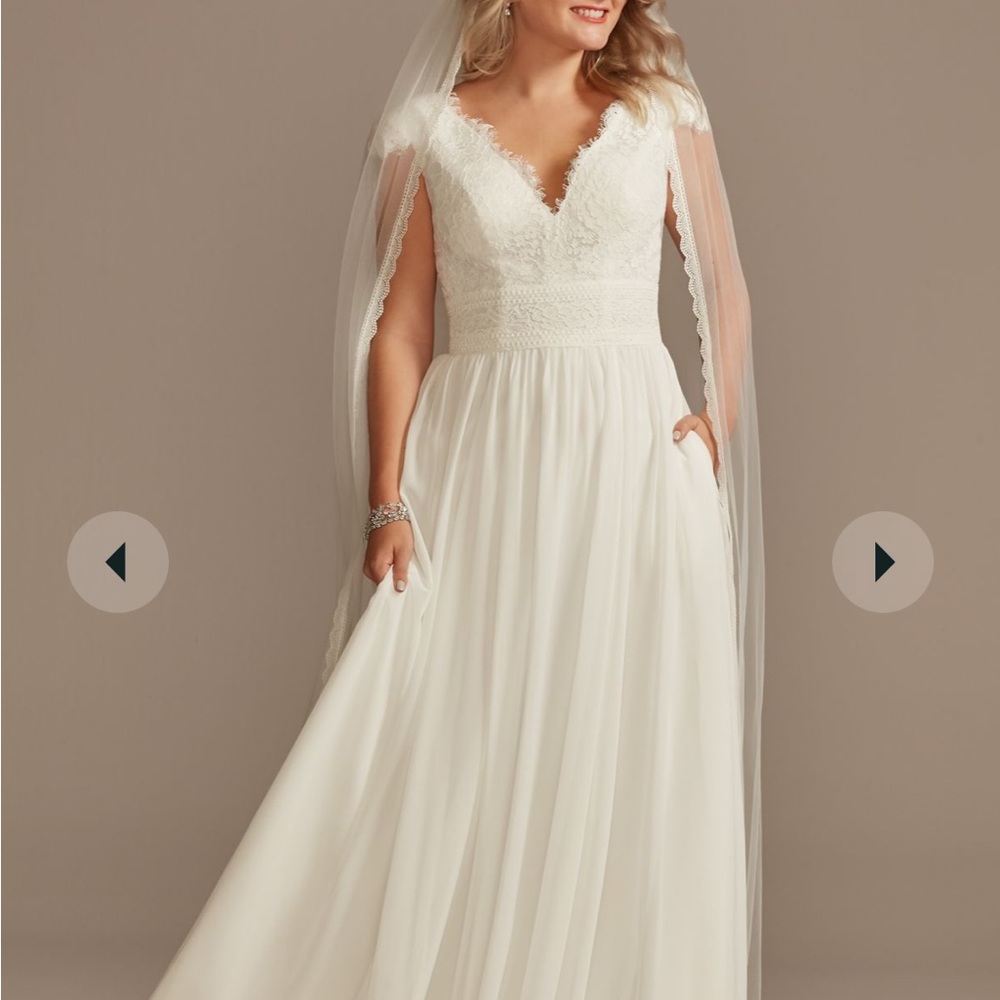 Db studio lace illusion back chiffon wedding dress